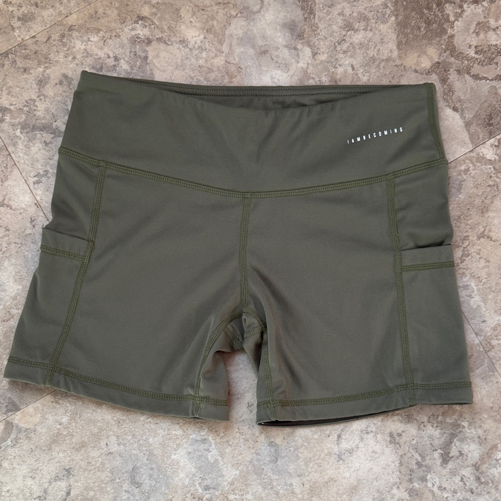 I am becoming Olive Green athletic Women's Shorts 6 S